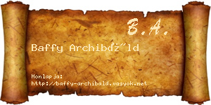 Baffy Archibáld névjegykártya